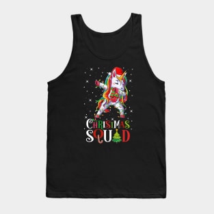 Christmas Squad Rainbow Dabbing Unicorn Funny Xmas Lights Tank Top